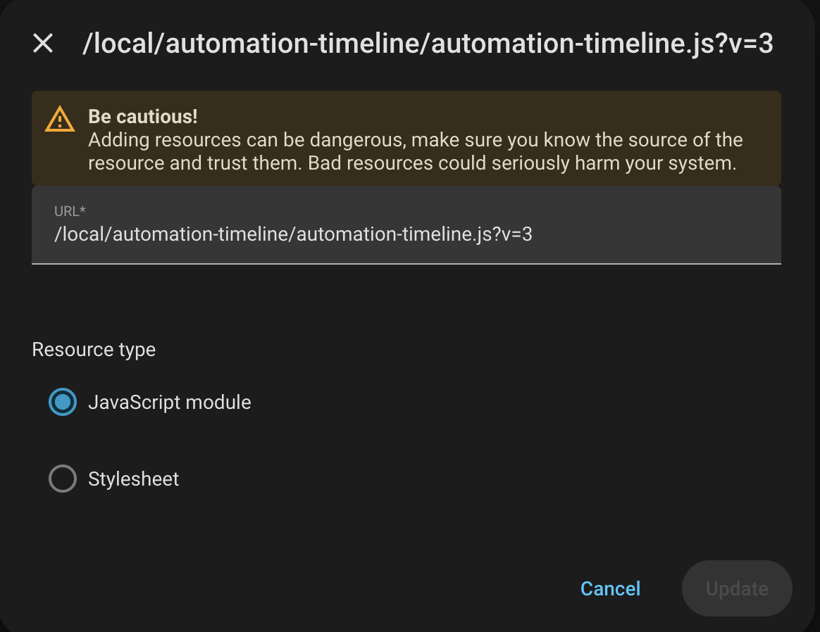 Add the automation timeline as a dashboard resource